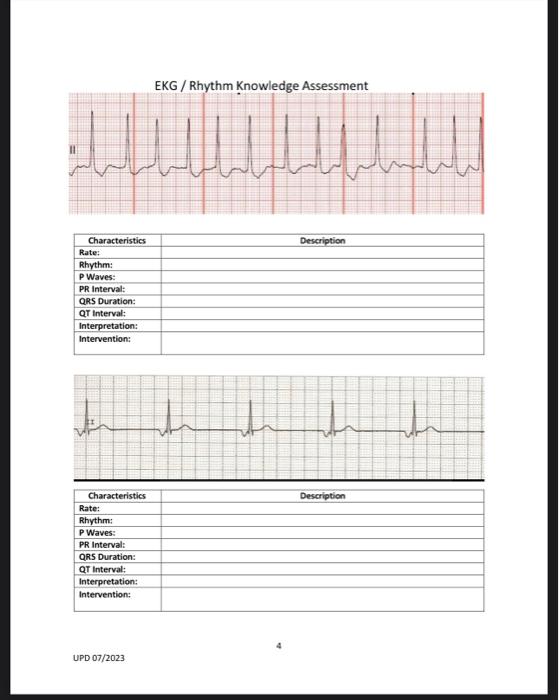 Solved EKG / Rhythm Knowledge Assessment