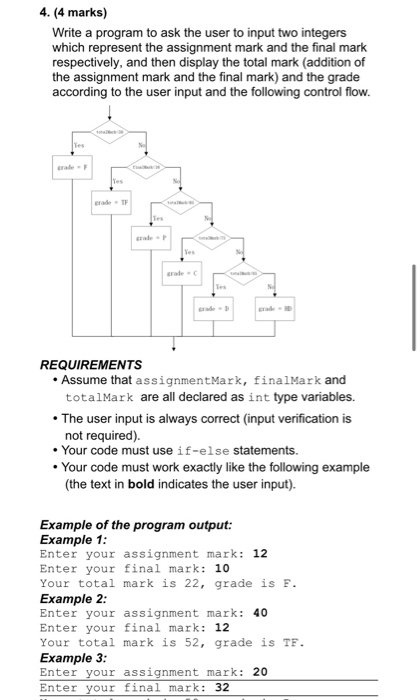Solved 4. (4 marks) Write a program to ask the user to input | Chegg.com