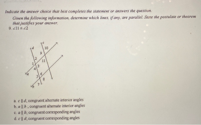 Solved Indicate the answer choice that best completes the | Chegg.com