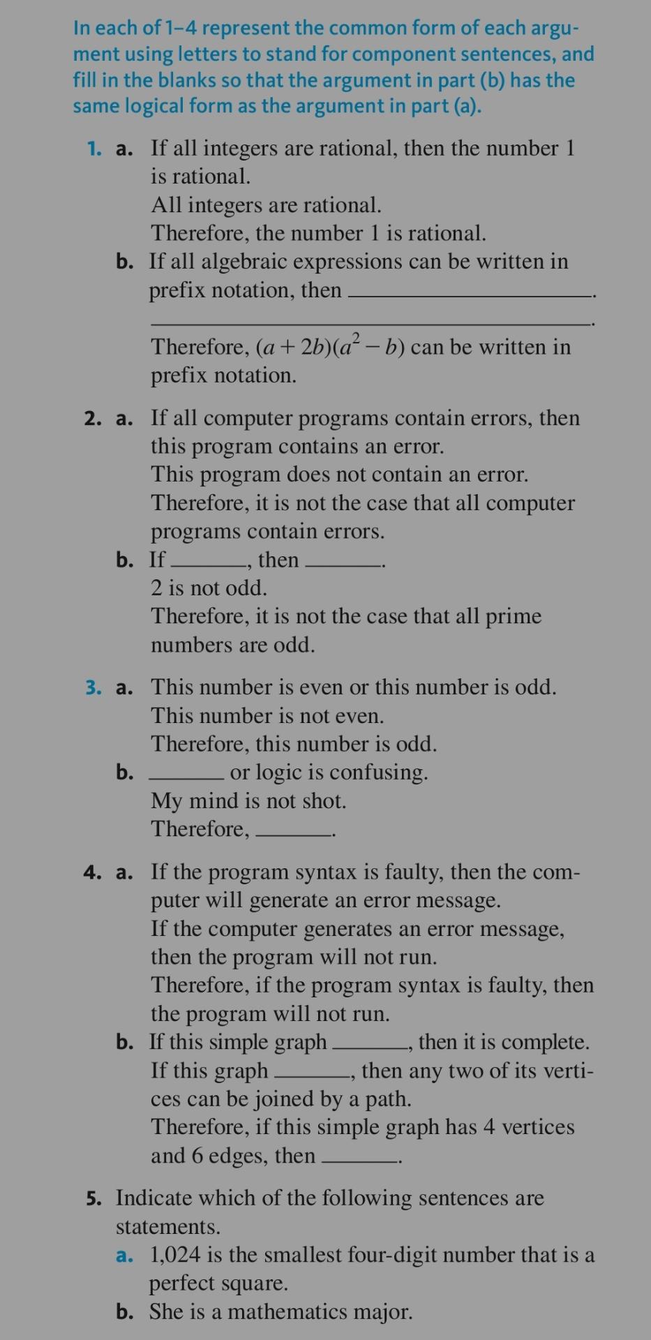 Solved In each of 1-4 represent the common form of each | Chegg.com