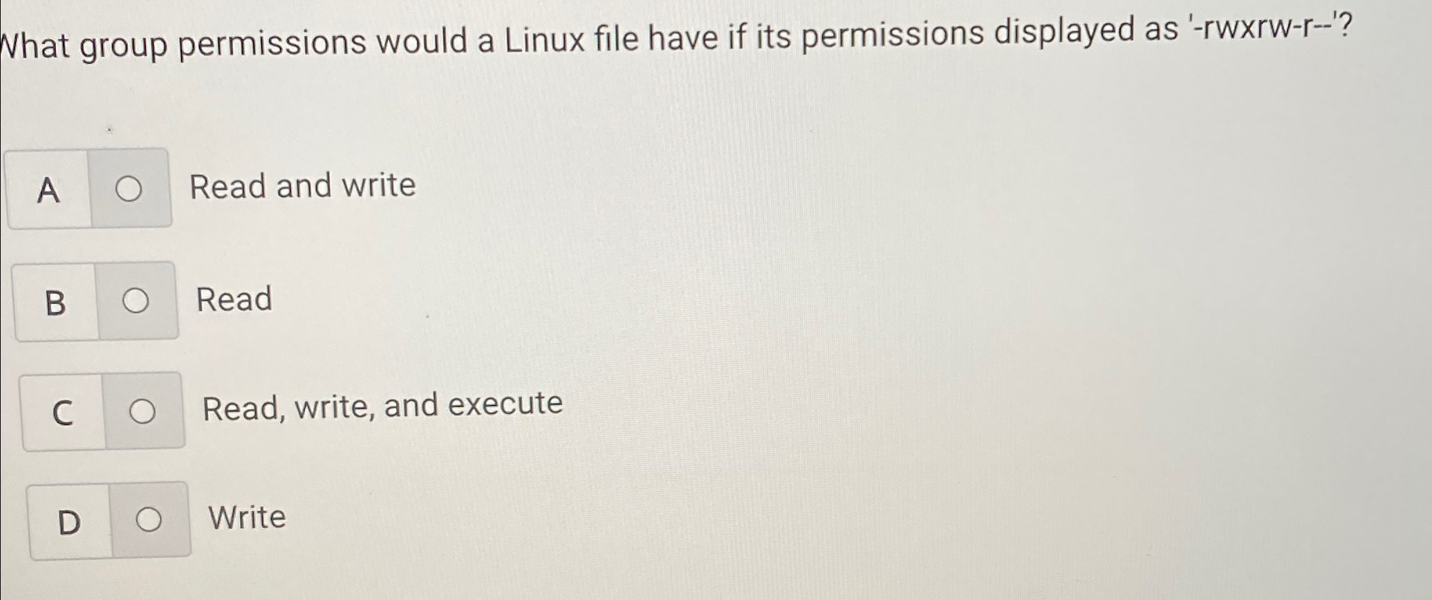 regarding linux file permissions rx indicates read write and execute permissions