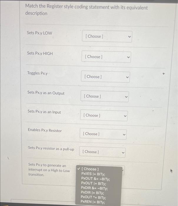 Solved Match the Register style coding statement with its | Chegg.com