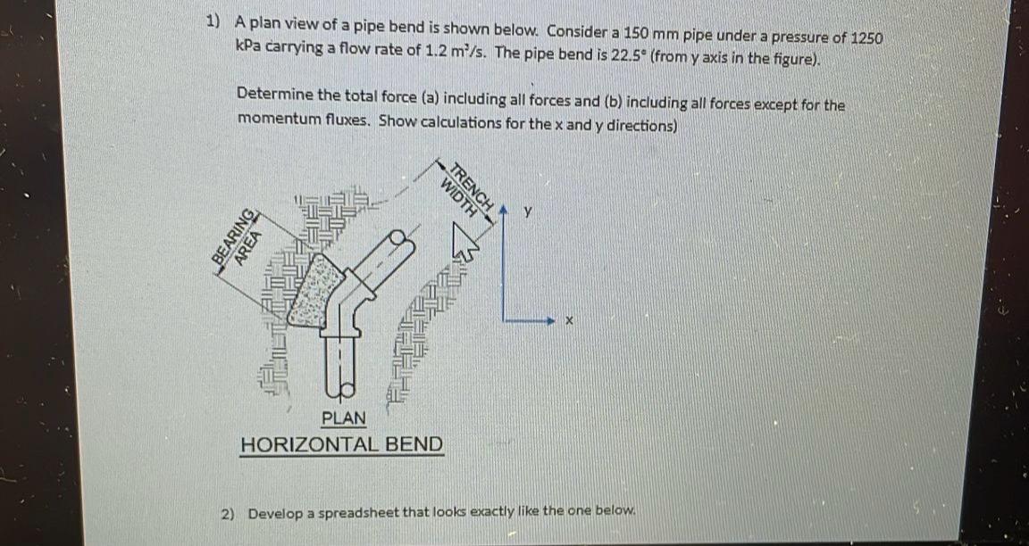 Solved A plan view of a pipe bend is shown below. Consider a | Chegg.com