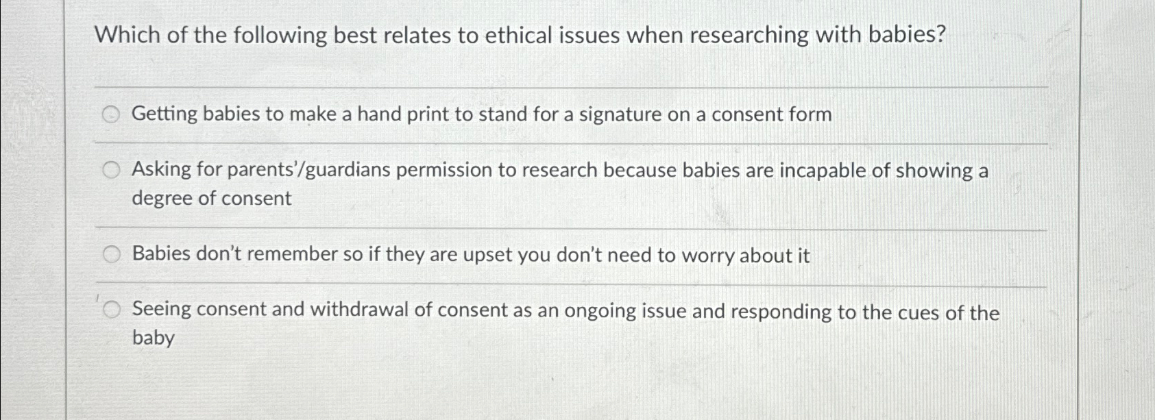 Solved Which of the following best relates to ethical issues | Chegg.com