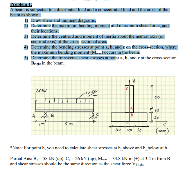 Solved Problem 1:A beam is subjected to a distributed load | Chegg.com