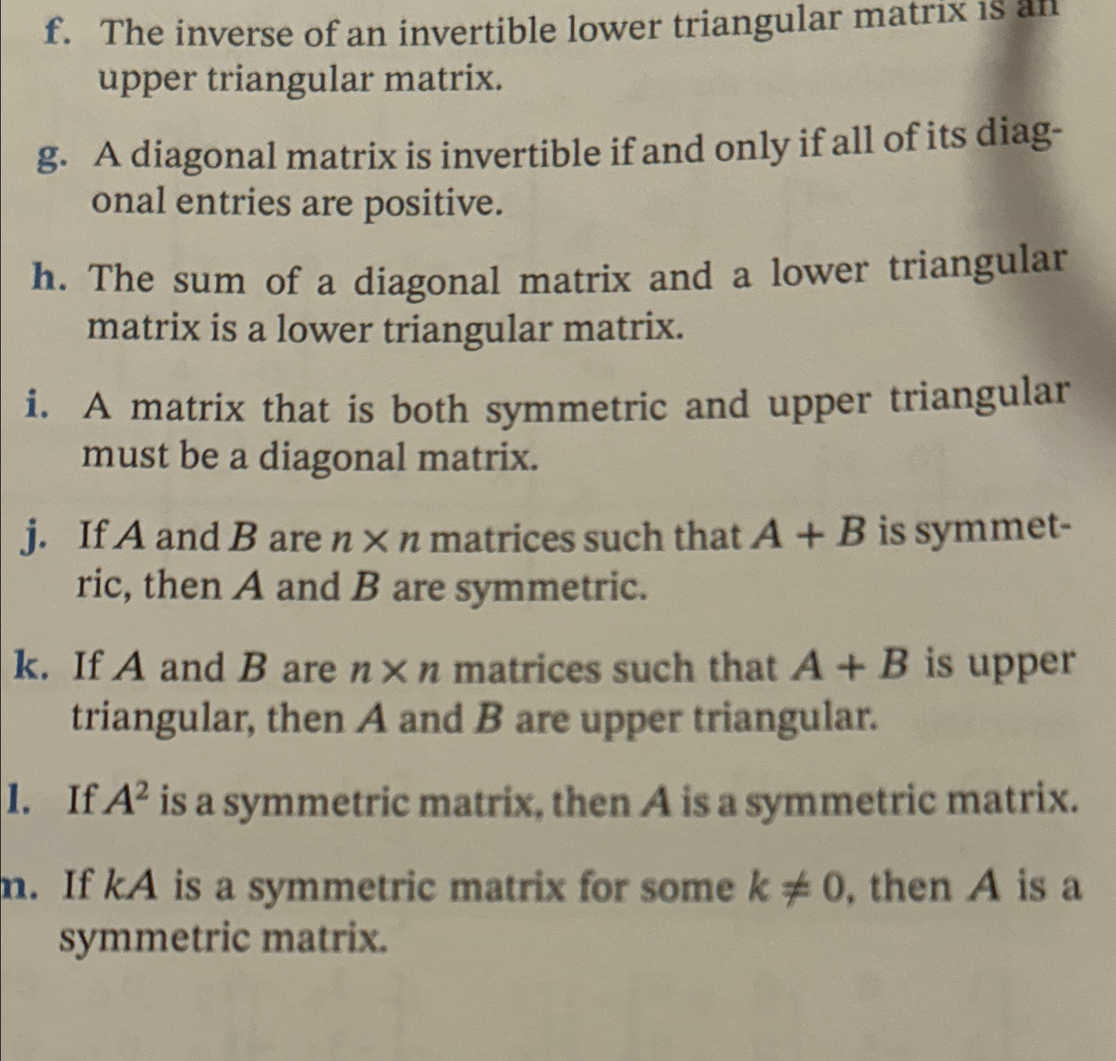 Solved f. ﻿The inverse of an invertible lower triangular | Chegg.com