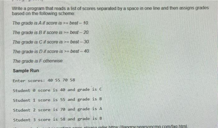 Solved Write a program that reads a list of scores separated | Chegg.com