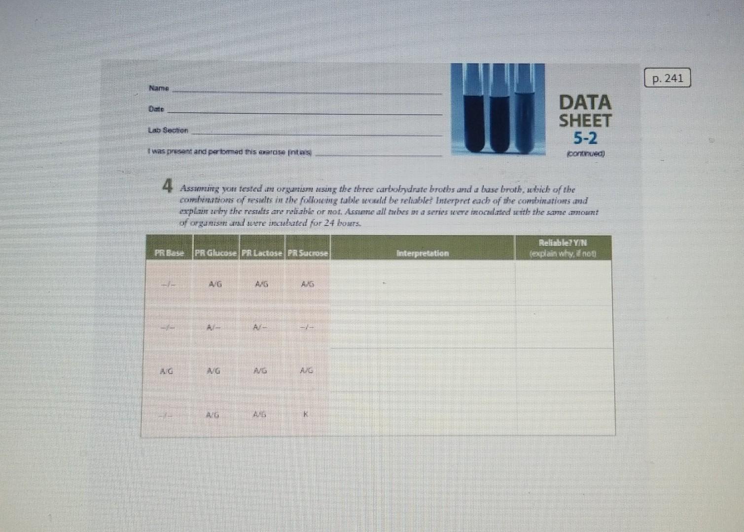 Phenol Red Fermentation Broth OBsERVATONS AND