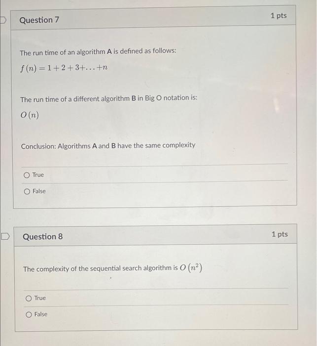 Solved Question 1 1 pts Suppose the running time of an | Chegg.com