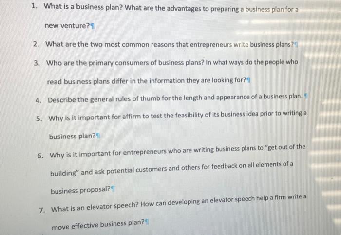 what are the advantages of preparing a business plan for a new venture quizlet