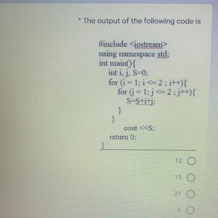 Solved * The output of the following code is #include using | Chegg.com