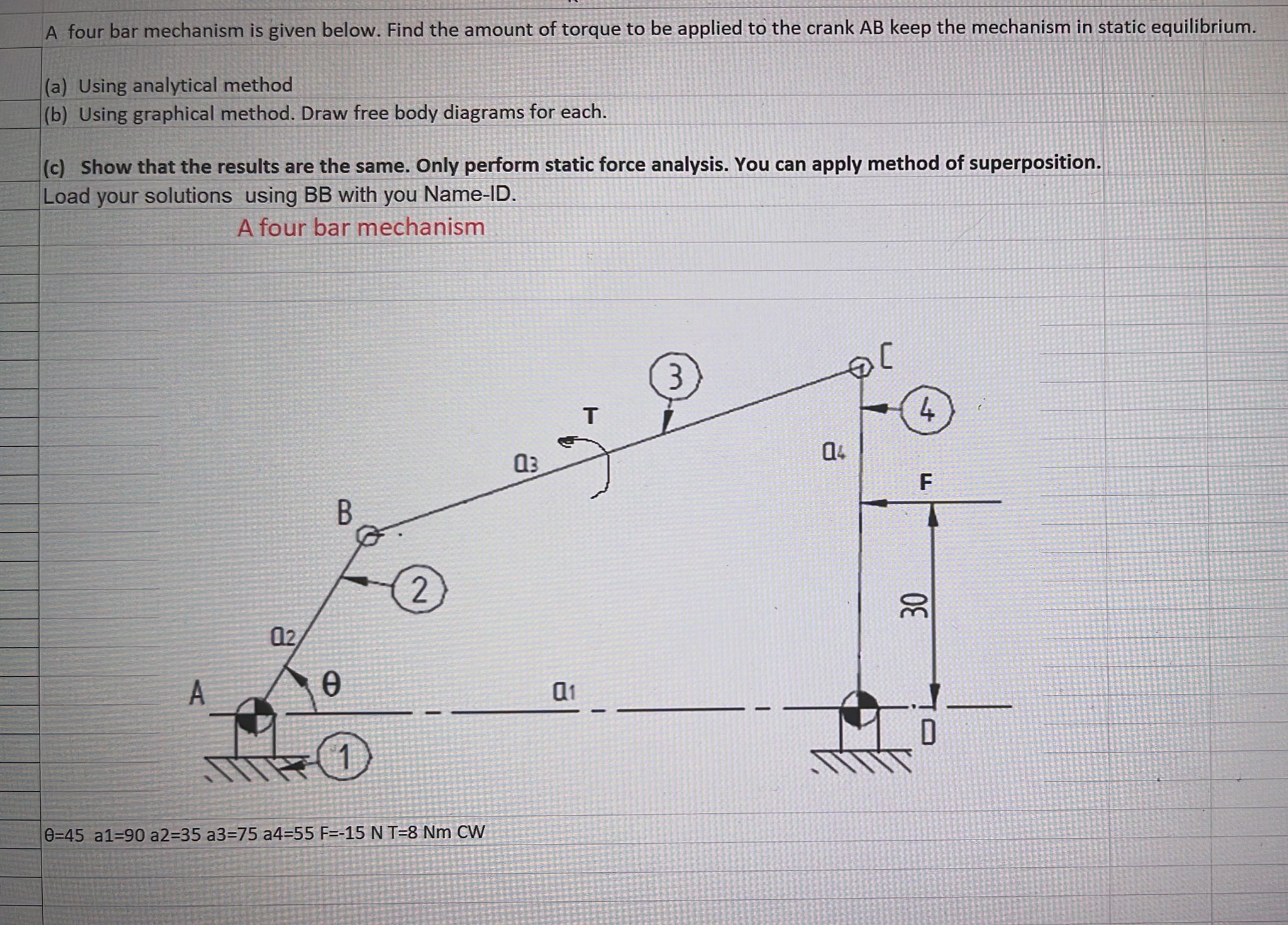 Solved A four bar mechanism is given below. Find the amount | Chegg.com