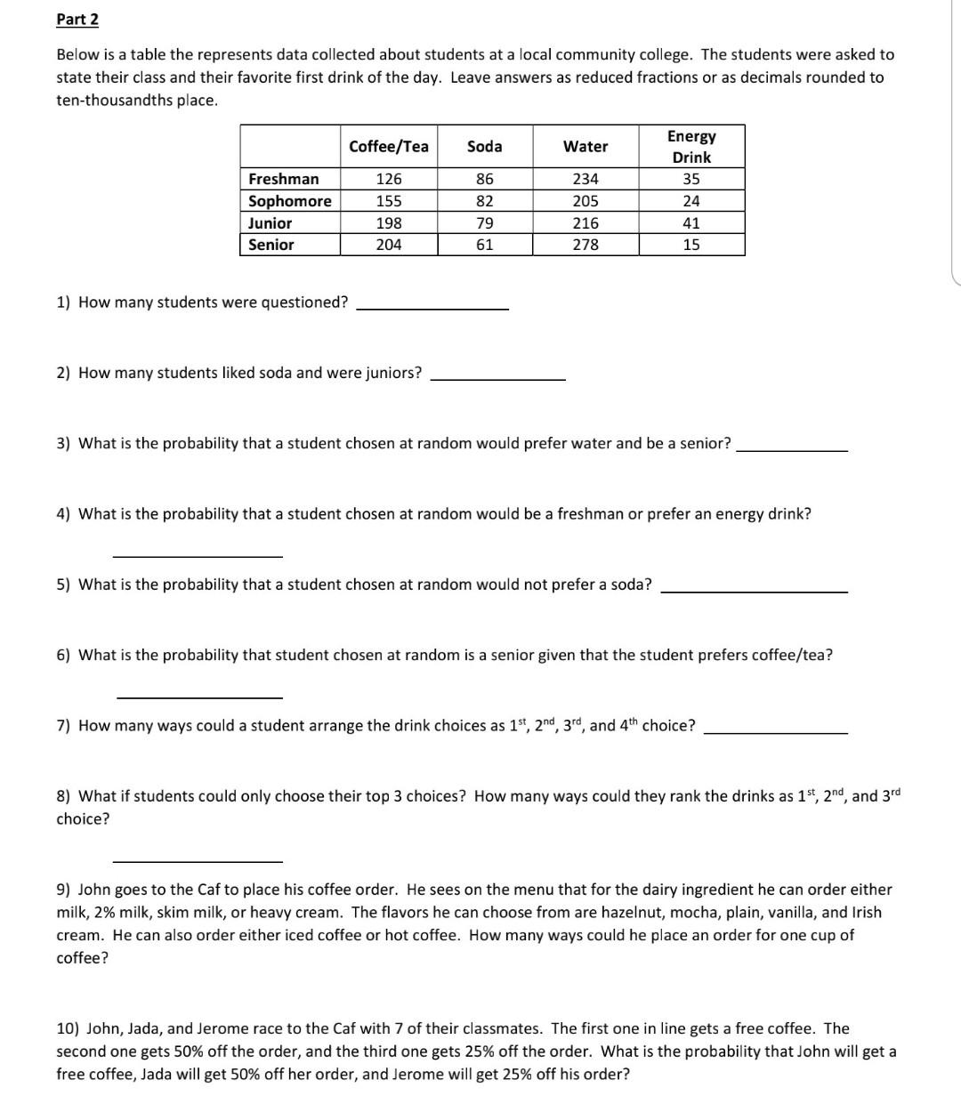 Solved Part 2 Below is a table the represents data collected | Chegg.com