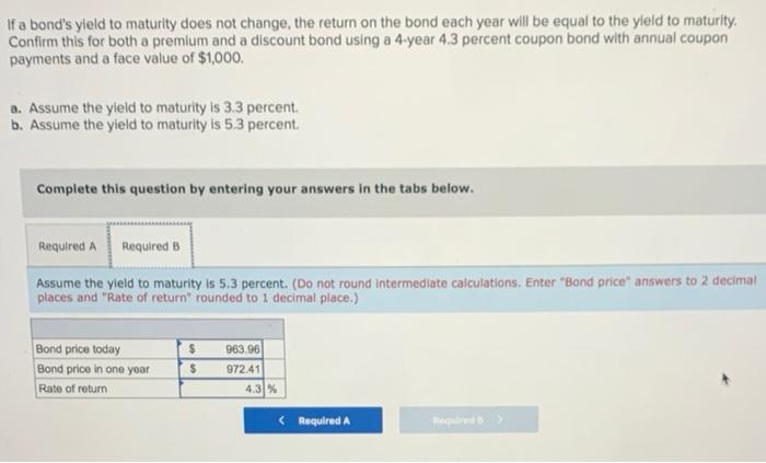 Solved If a bond's yield to maturity does not change, the | Chegg.com