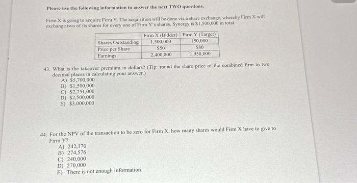 Solved Please use the following information to answer the | Chegg.com