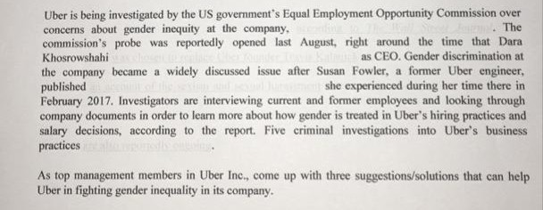 Solved Uber is being investigated by the US government's | Chegg.com