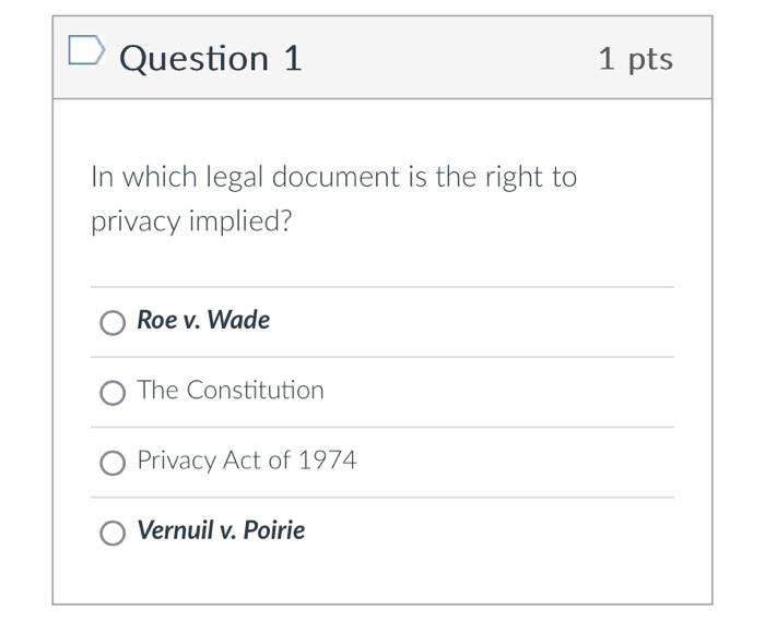 Solved Question 1 In which legal document is the right to | Chegg.com