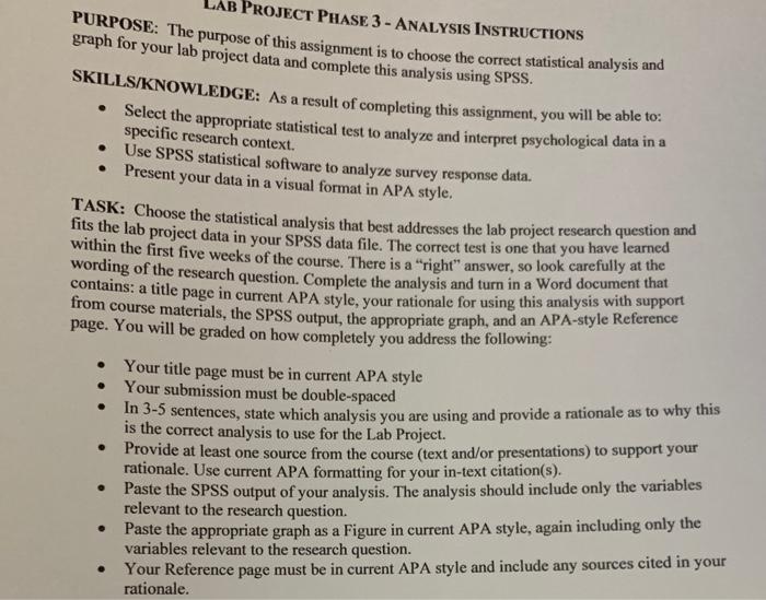 LAB PROJECT PHASE 3 - ANALYSIS INSTRUCTIONS | Chegg.com