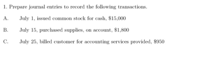 Solved July 1 Received $39,000 of cash and issued common