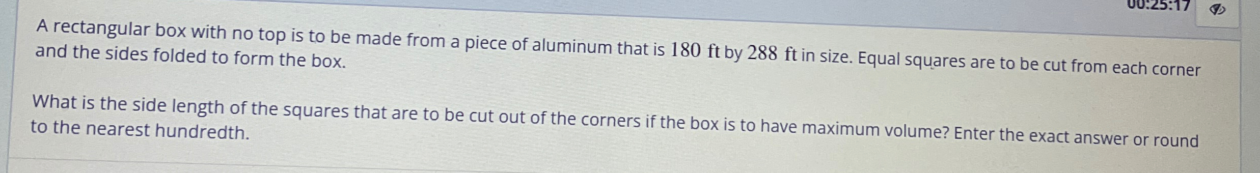 Solved A rectangular box with no top is to be made from a | Chegg.com