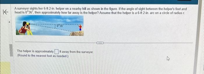 Solved A surveyor sights her 6-ft 2-in. helper on a nearby