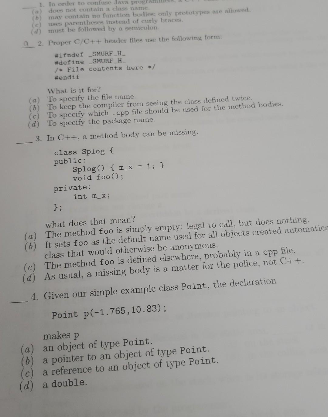 Solved I need answers to these multiple choice C++ | Chegg.com