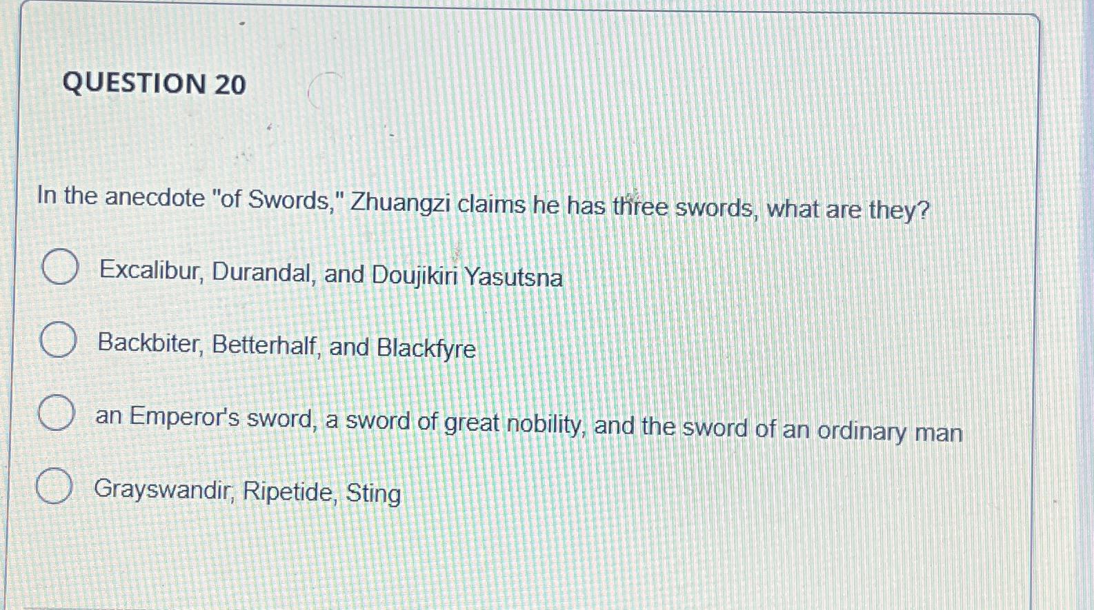 Solved QUESTION 20In the anecdote 