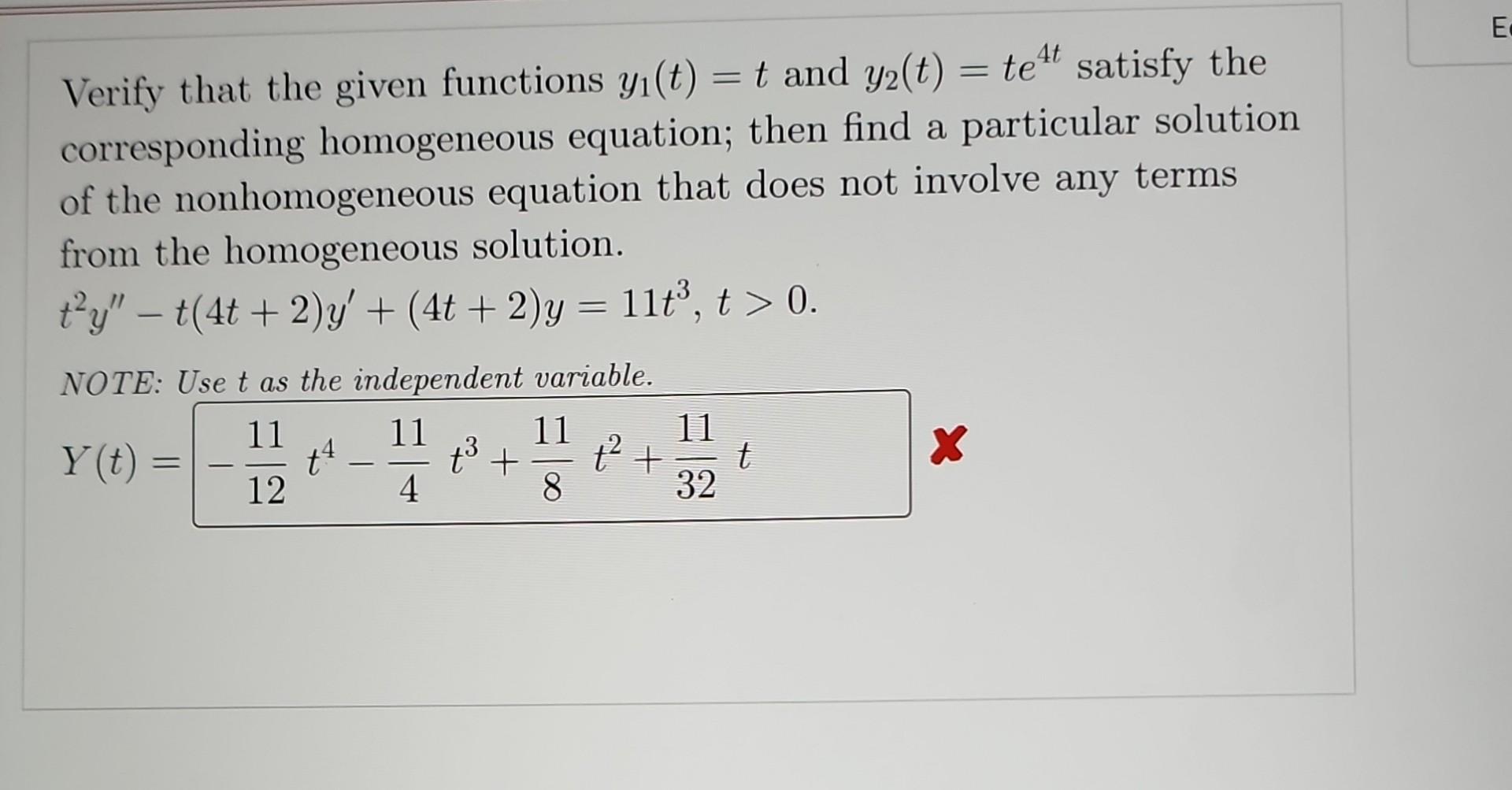 Solved Verify That The Given Functions Y1tt And 5490