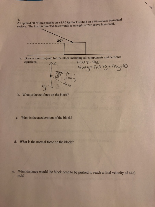 Solved An Applied 60 N Force Pushes On A 15.0 Kg Block | Chegg.com