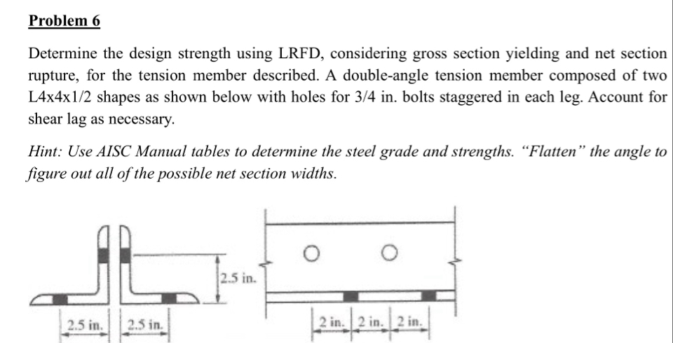 Solved Problem 6Determine the design strength using LRFD, | Chegg.com