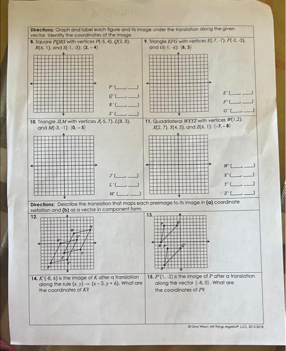 Solved Directions: Graph and label each figure and its image | Chegg.com