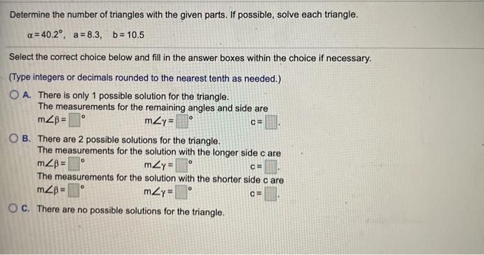 Solved Determine the number of triangles with the given | Chegg.com