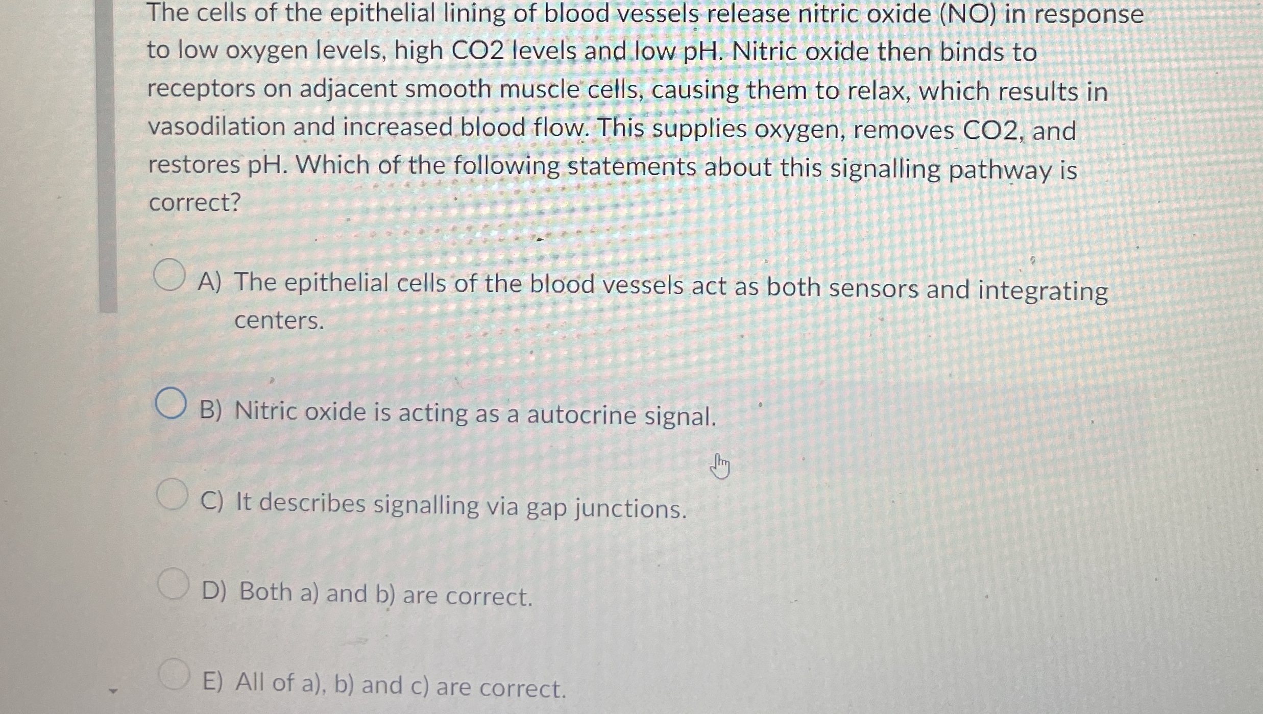 Solved The cells of the epithelial lining of blood vessels | Chegg.com
