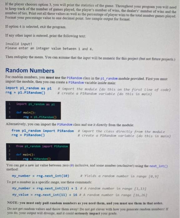 Solved MUST BE PYTHON. Values MUST be generated from the | Chegg.com