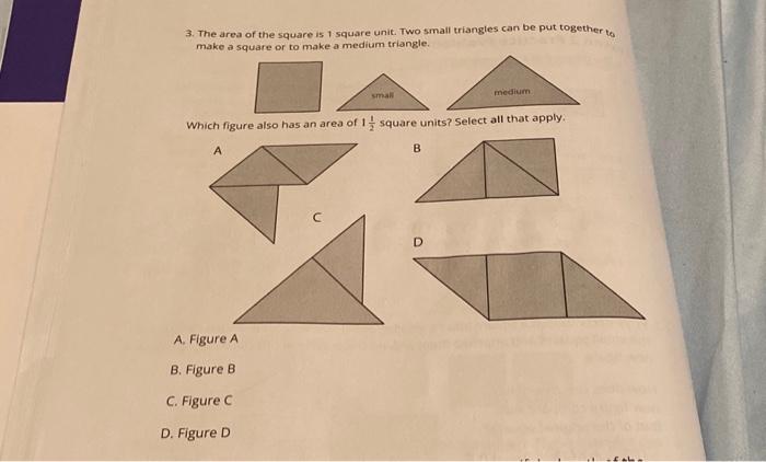 Solved Whats the answer3. The area of the square is 1 square | Chegg.com