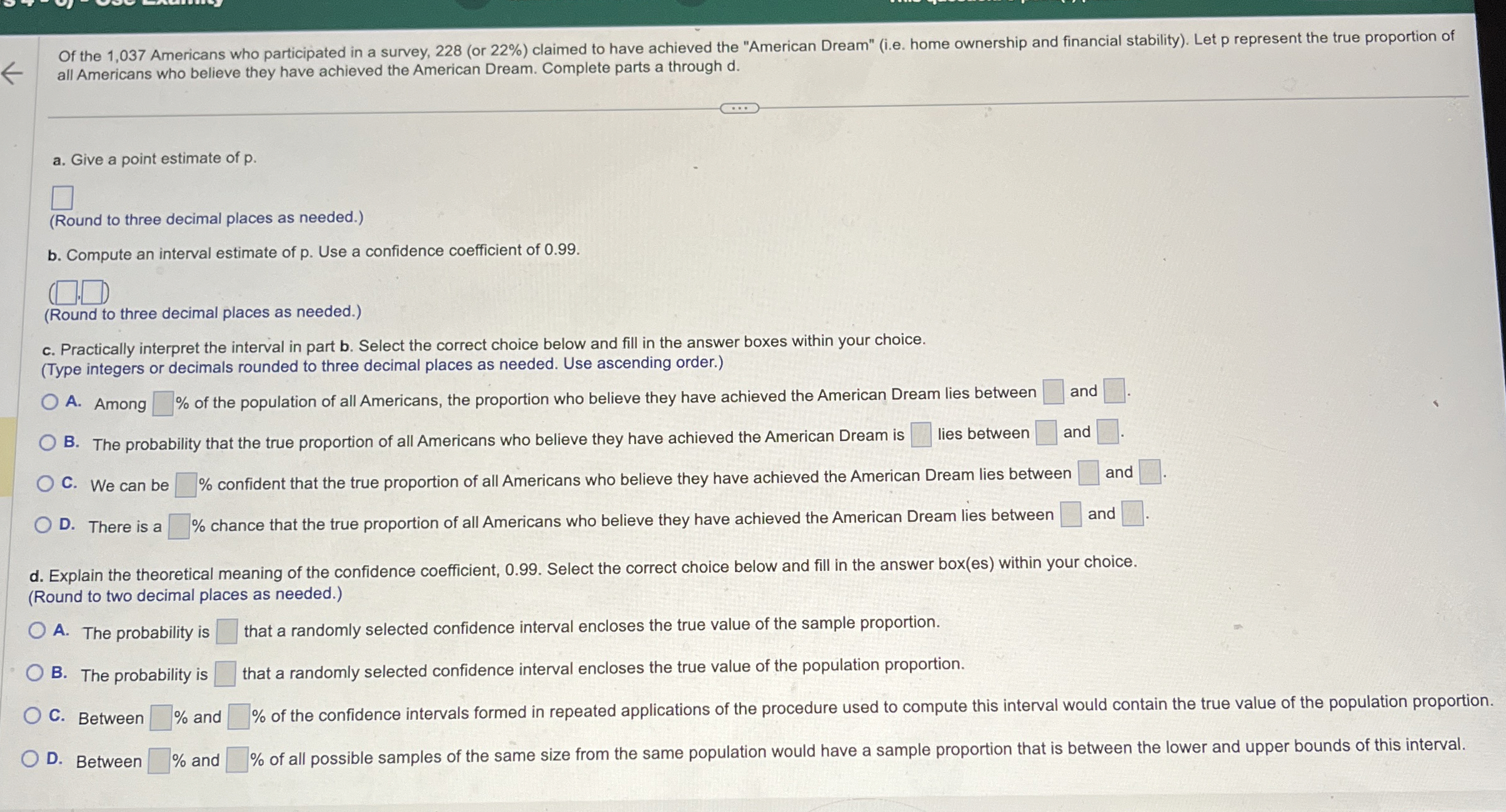 Solved Of the 1,037 ﻿Americans who participated in a survey, | Chegg.com