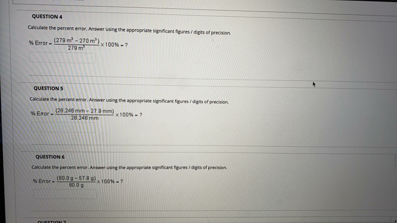 Solved Calculate The Percent Error. Answer Using The | Chegg.com