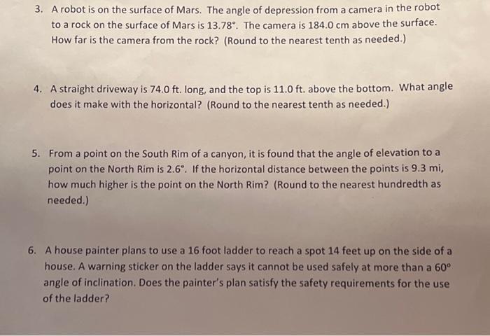Solved 3. A robot is on the surface of Mars. The angle of | Chegg.com