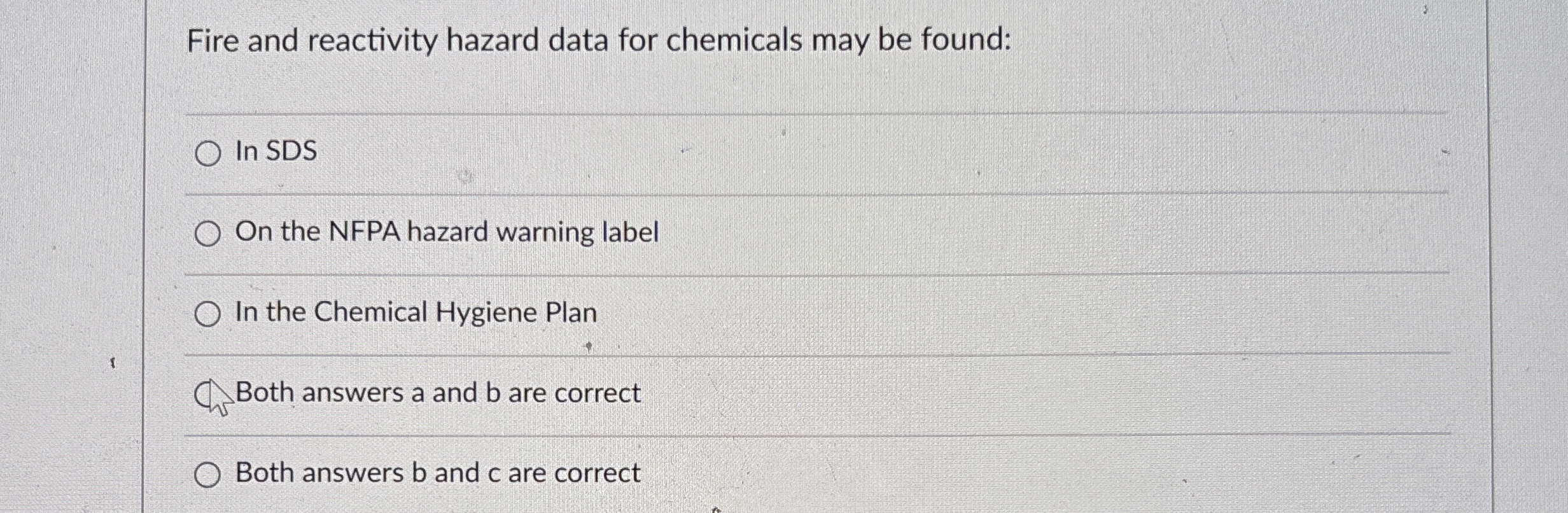 Solved Fire and reactivity hazard data for chemicals may be