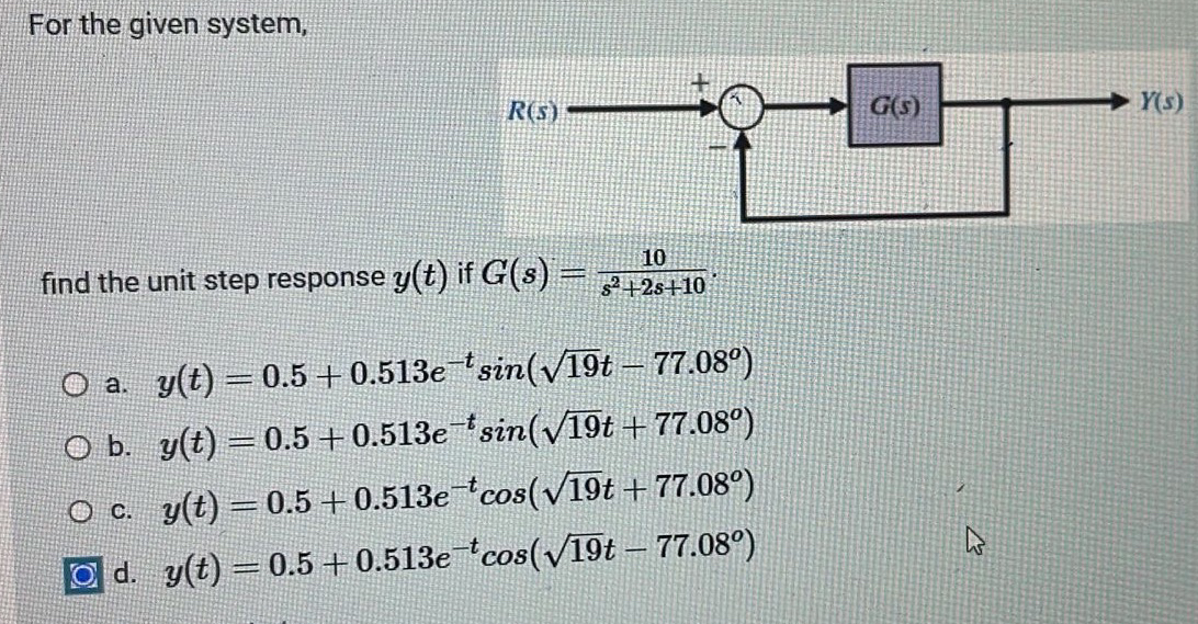 Solved For the given system,find the unit step response y(t) | Chegg.com