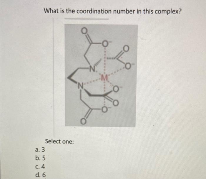 Solved What is the coordination number in this complex? | Chegg.com