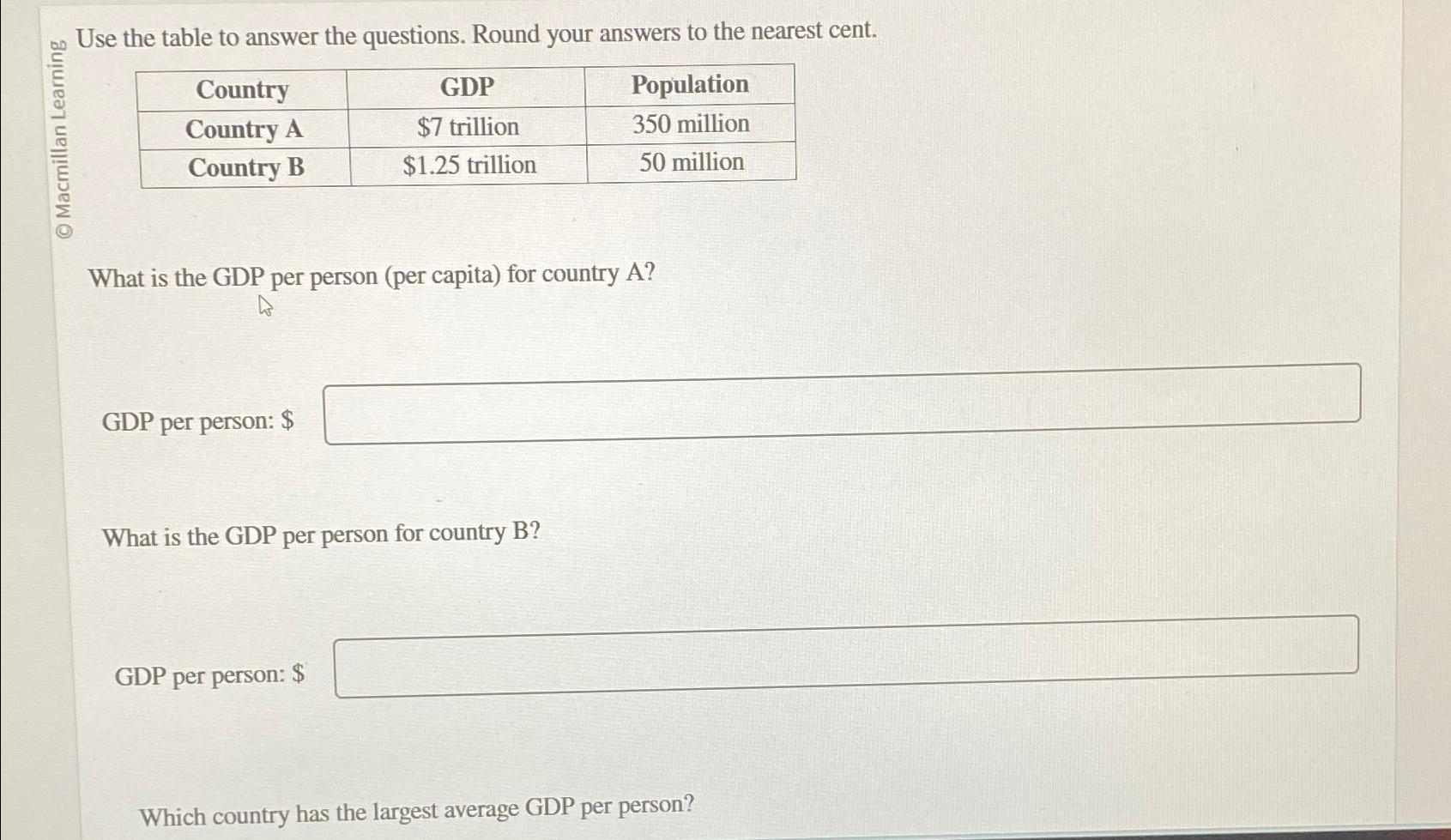 Solved Use the table to answer the questions. Round your | Chegg.com