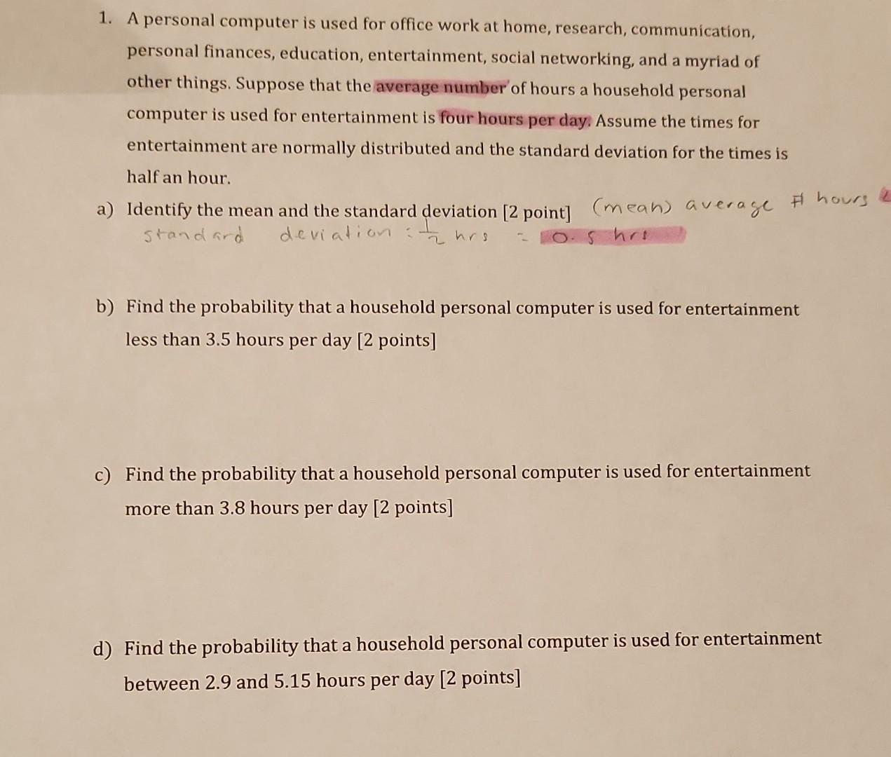 Solved 1. A personal computer is used for office work at | Chegg.com