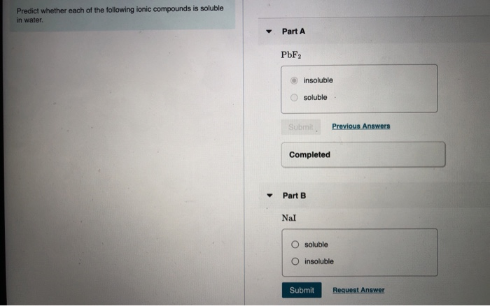 Solved Predict whether each of the following ionic compounds | Chegg.com