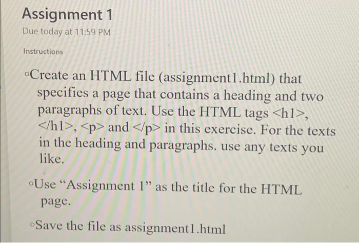 html assignment 1