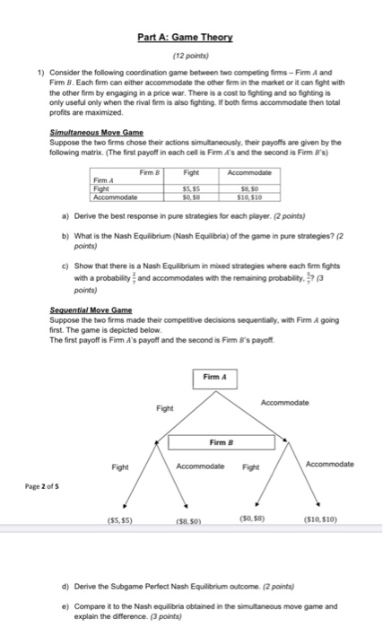 Solved Part A Game Theory 12 Points 1 Consider The Chegg Solved Part A Game Theory 12 Points 1 Consider The Chegg