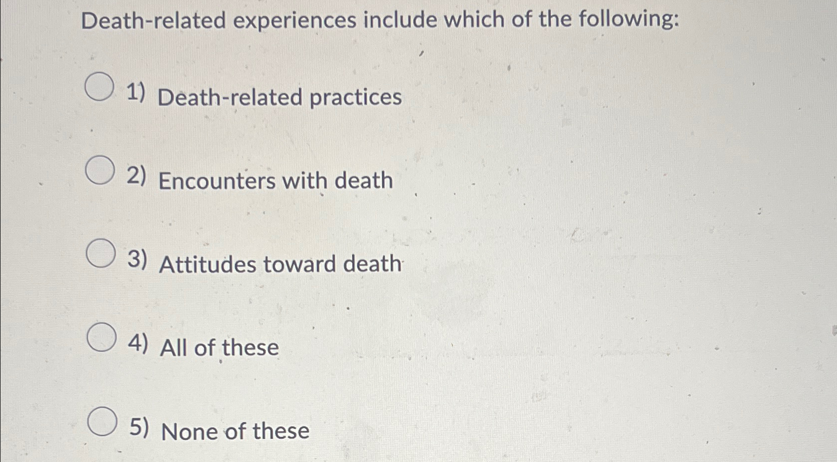 Solved Death-related experiences include which of the | Chegg.com