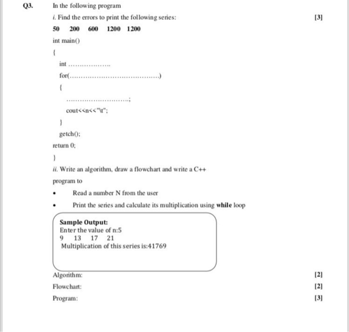 Solved Q3. [3] In the following program i. Find the errors | Chegg.com