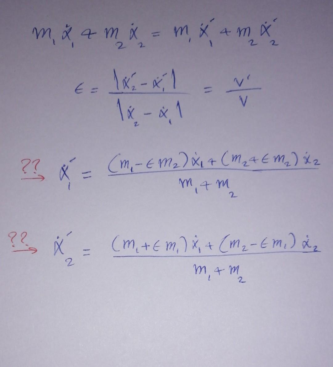 Solved this is the linear momentum eq. for direct collision, | Chegg.com