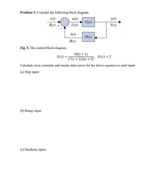 Solved Problem 5 Consider The Following Block Diagram R Chegg Com